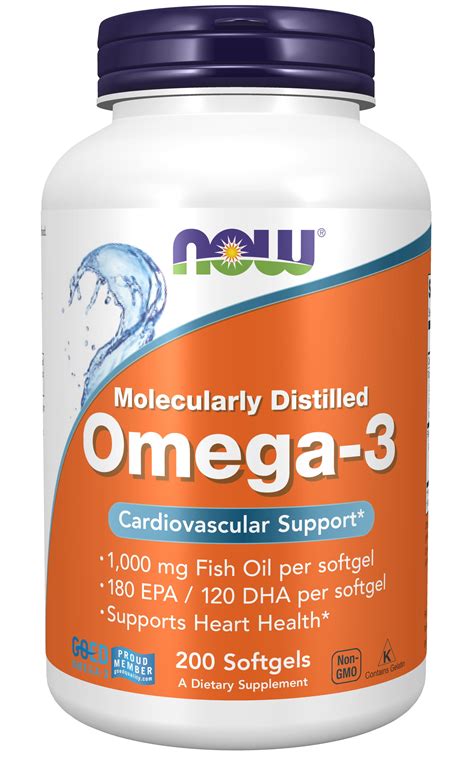 NOW Supplements, Omega-3 180 EPA / 120 DHA, Molecularly Distilled, Cardiovascular Support*, 200 ...