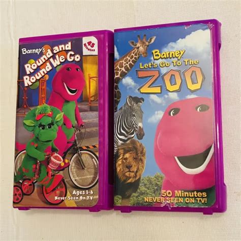 VINTAGE BARNEY VHS Lot Lets Go to the Zoo & Round And Round We Go Tested & Works £10.47 ...