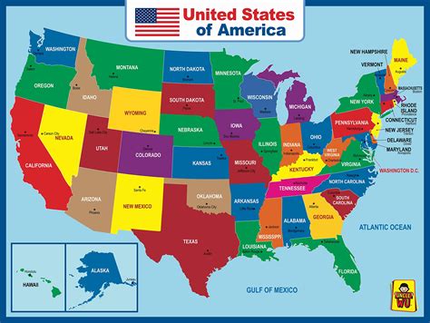 USA Wall Map & World Map for Kids Wall Poster -Countries, States, Capitals & Pictures ...