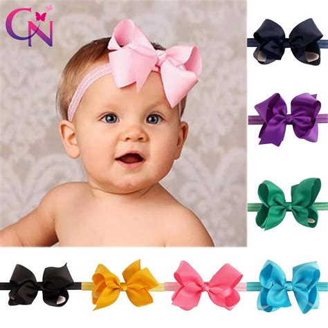 24 Pcs/lot 4" Plain Hair Bows Headbands For Girls Kids Handmade Elastic ...