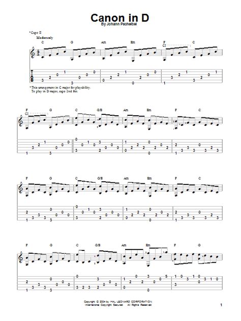 Pachelbel Canon In D Guitar Chords