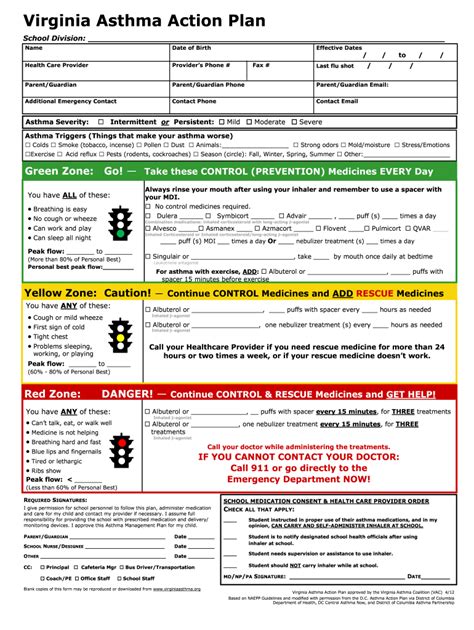 Virginia Asthma Action Plan PDF: Complete with ease | airSlate SignNow