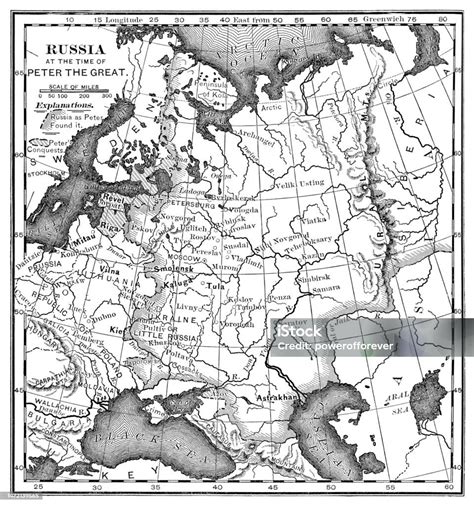 Map Of The Tsardom Of Russia 17th Century Stock Illustration - Download Image Now - 17th Century ...