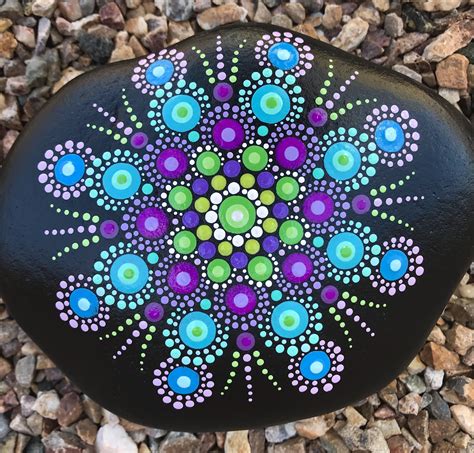 Dot mandala rock by Rachel | Dot art painting, Rock painting patterns ...