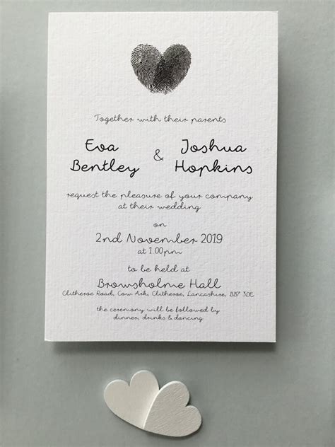 Fingerprint Heart Luxury Wedding Invitation Wedding | Etsy