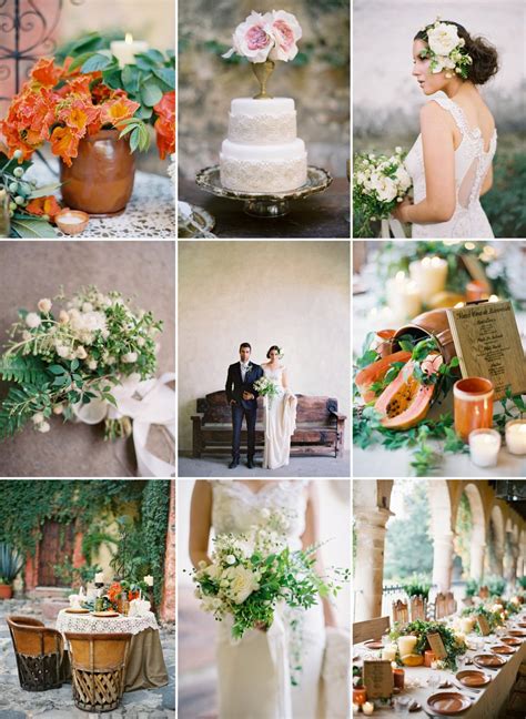 Orange ivory green fall wedding colors