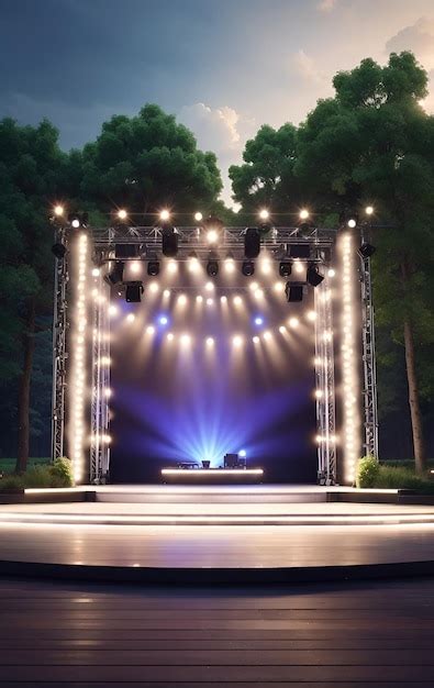 Premium AI Image | A vibrant stage set up for a concert illuminated by ...