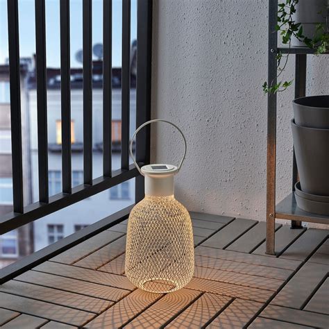 SOLVINDEN LED solar-powered lantern - outdoor, mesh white - IKEA | Solar powered lanterns, Solar ...