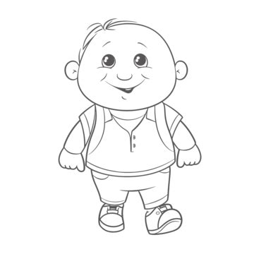 Cartoon Coloring Page Of A Baby Boy Outline Sketch Drawing Vector, Person Walking Drawing ...