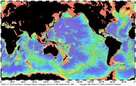 World - Oceans: bathymetric • Map • PopulationData.net