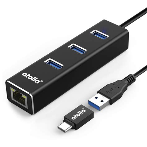 Buy Atolla USB 3.0 Hub, Aluminum USB to Ethernet Adapter with 3 USB 3.0 ports and RJ45 Gigabit ...