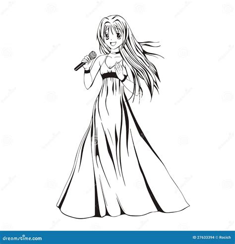 Anime girl singer stock vector. Image of youth, woman - 27633394