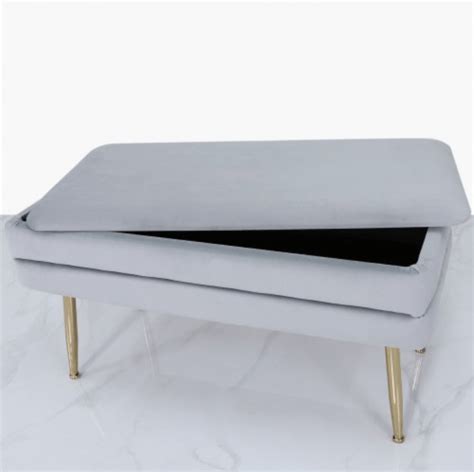 Grey Velvet Storage Ottoman - No5a Interiors