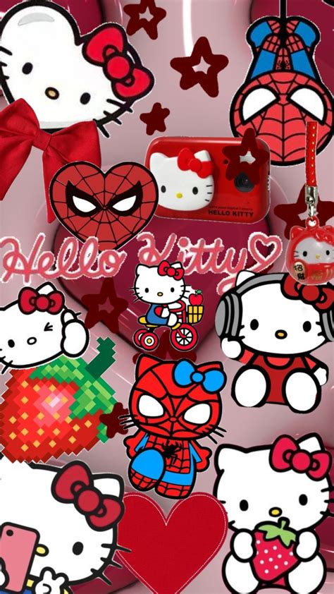 Red Spider-Man/hello kitty | Hello kitty wallpaper, Hello kitty iphone wallpaper, Walpaper hello ...