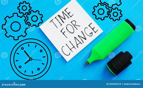 Time for Change is Shown Using the Text and Picture of Clock and Gears ...