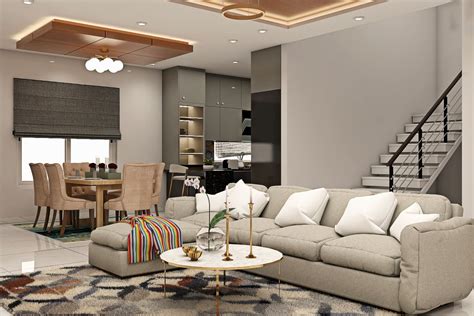 Living Room Design With Beige Sectional Sofa | Livspace