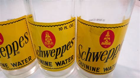 (4) vintage Schweppes tonic water glass tumblers - Bodnarus Auctioneering
