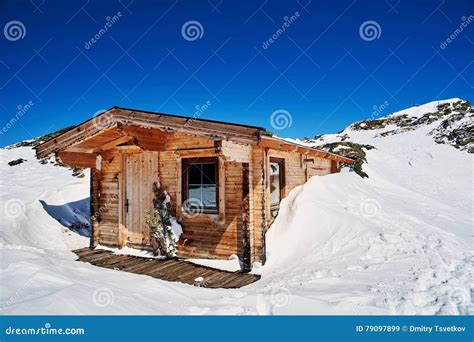 House in snowy mountains stock image. Image of covered - 79097899