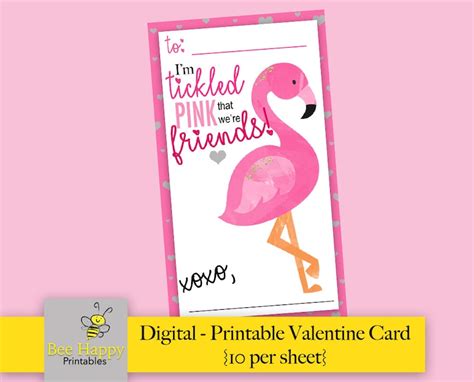 Flamingo Valentines Day Cards Tickled Pink Valentine Cards - Etsy