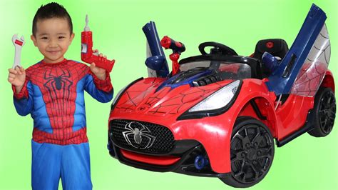 Unboxing New Spiderman Battery-Powered Ride On Super Car 6V Test Drive Park Playtime Fun Ckn ...