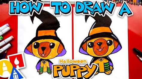 How To Draw A Halloween Puppy Witch