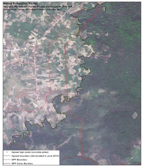 Map showing the new protected forest boundary (yellow points and black... | Download Scientific ...