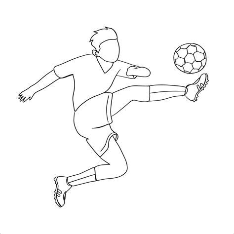 Football Line Art, Sport Sketch, Soccer Outline Drawing, Playing Ball, Minimalist Athlete ...