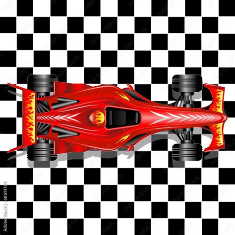 Formula 1 Red Race Car on Checkered Background Stock Vector | Adobe Stock