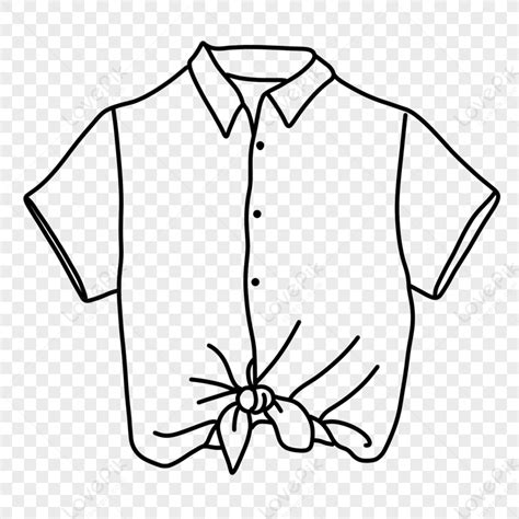 Knotted Short-sleeved Female Dress Shirt Clipart Black And White,button,clothes PNG Transparent ...