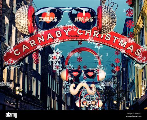 Carnaby Street London Christmas lights 2014 Stock Photo, Royalty Free ...