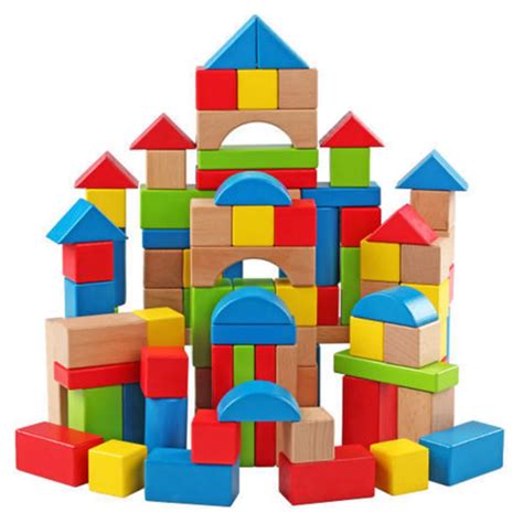 NFSTRIKE 100PCS Wooden Blocks Toys Building Blocks Set Game Geometrical ...