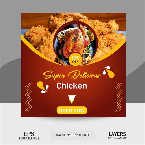 Premium Vector | Hot and testy super delicious chicken menu facebook, instagram banner ad social ...