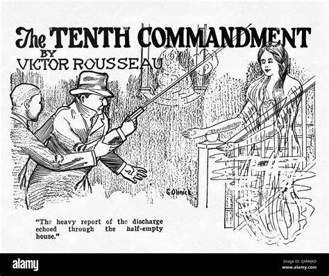 The Tenth Commandment (1910) by Victor Rousseau. Illustration by G. O. Olinick from Weird Tales ...