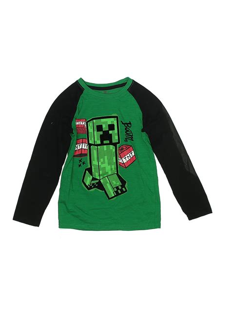 Minecraft Color Block Marled Green Long Sleeve T-Shirt Size 7 - 8 - 14% off | ThredUp