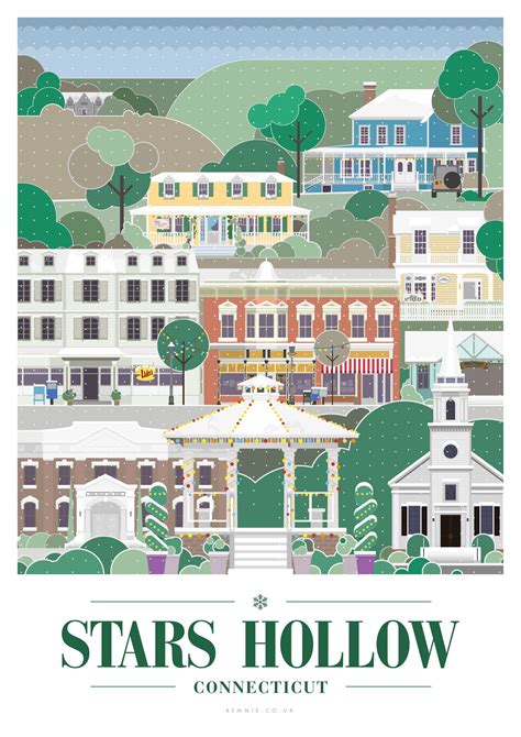 Gilmore Girls print — Stars Hollow Winter modern vintage travel style ...