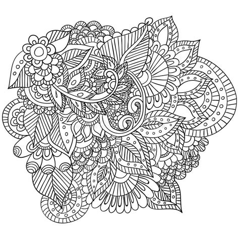 Hand Drawn Zentangle Flowers and Leaves for Adult Anti Stress. Stock Vector - Illustration of ...