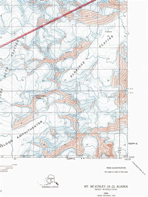 Mt Mckinley Topographic Map / Denali National Park Map Print / | Etsy