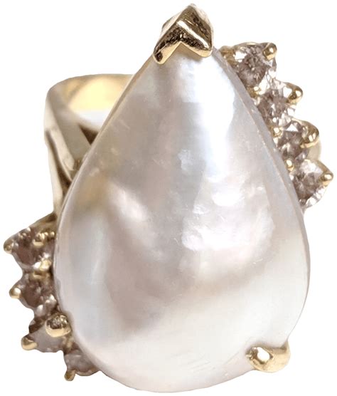 Teardrop Mable Pearl and Diamond Ring | Pearl and diamond ring, Gold ring designs, Teardrop ...