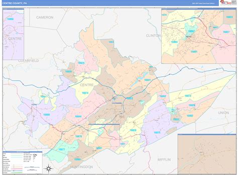 Centre County, PA Wall Map Color Cast Style by MarketMAPS