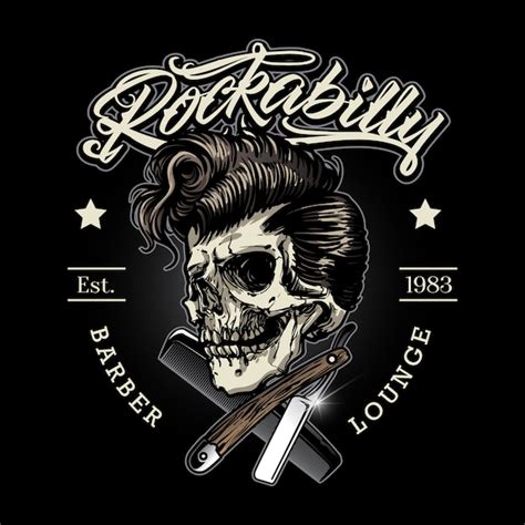 Premium Vector | Rockabilly barbershop logo