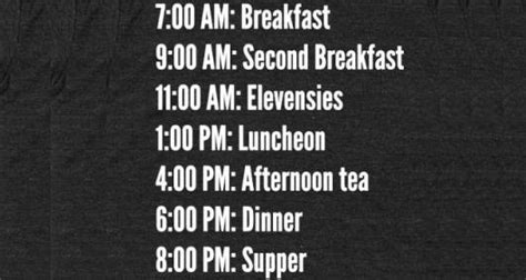 ‘Lord Of The Rings’ Hobbit Meal Schedule Shirt