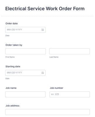 Electrical Service Work Order Form Template | Jotform