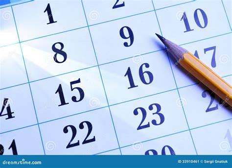 Pencil On A Calendar Stock Image - Image: 33910461