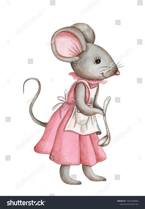 Cute Lovely Cartoon Mouse Girl Pink Stock Illustration 1502448968 ...