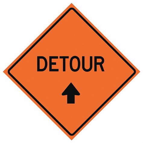 EASTERN METAL SIGNS AND SAFETY Detour Traffic Sign, Sign Legend Detour, MUTCD Code W20-2, 36 in ...