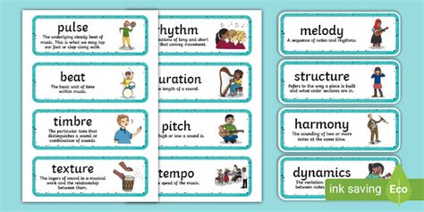 Music Class Musical Elements Display Cards - F-6 - Music