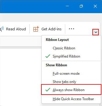 How to Show Ribbon in Outlook