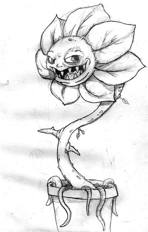 evil flower sketch by rowanpunk on DeviantArt | Art drawings sketches creative, Art drawings ...