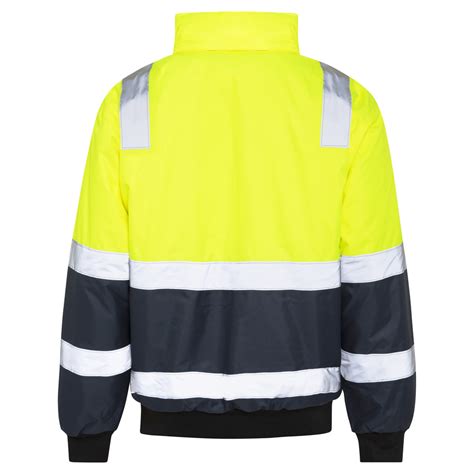 Hi Vis Waterproof Reflective Bomber Jacket - Yellow/Navy - Spartan Safety