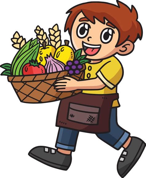 Earth Day Child Carrying Harvest Cartoon Clipart 15656266 Vector Art at ...